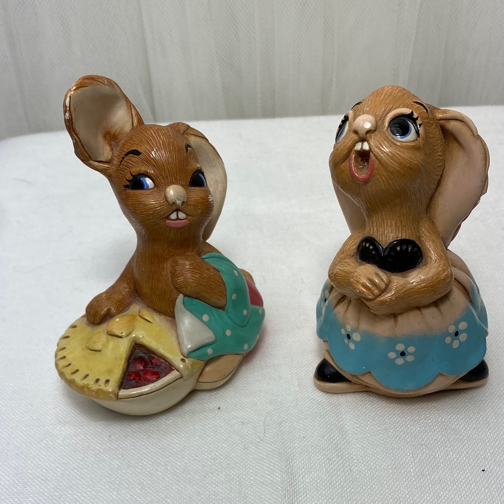 Pendelfin Hand Painted Charming Rabbit Figurines “Maud” & “Pie Face”!
